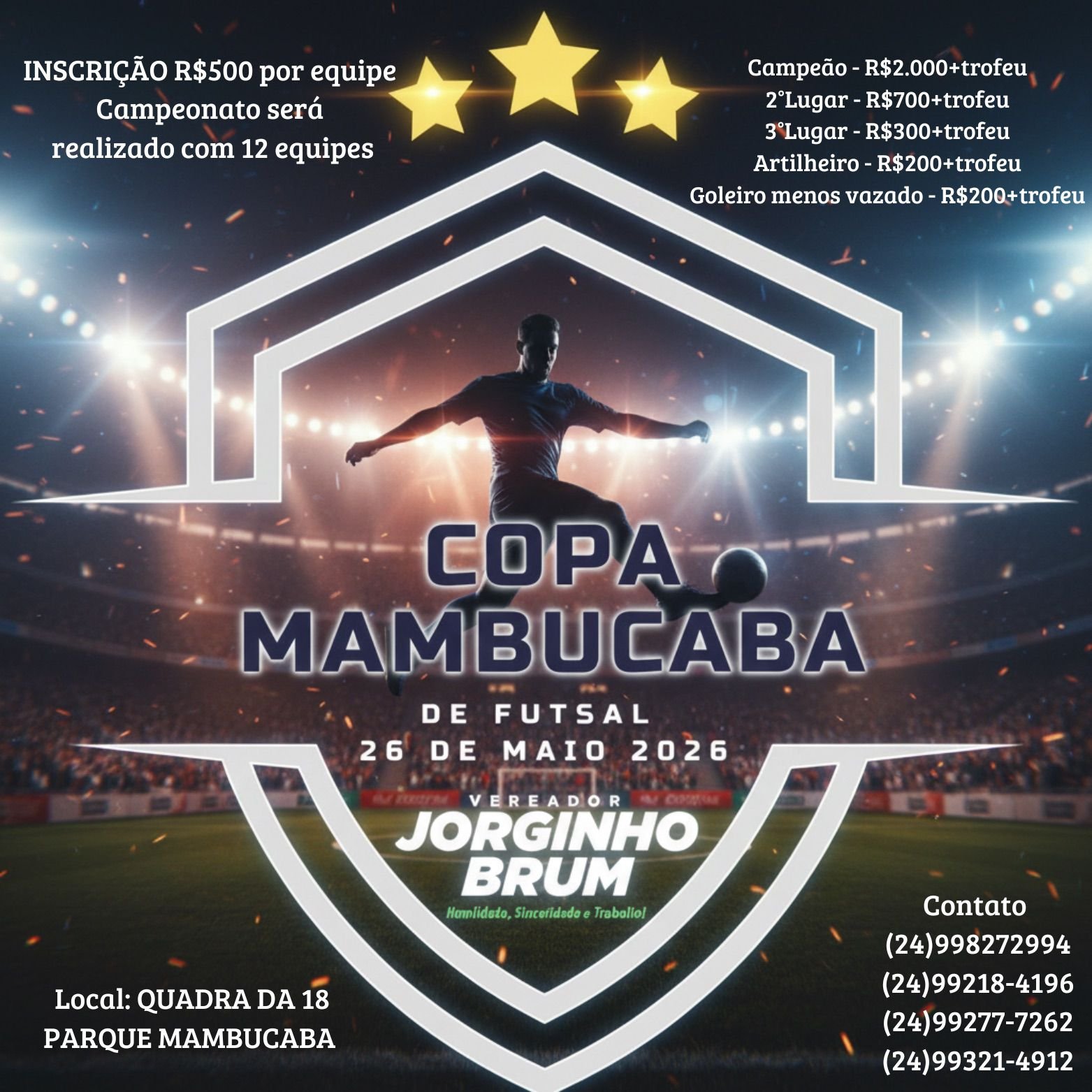 Inscrições abertas para a Copa Mambucaba de Futsal